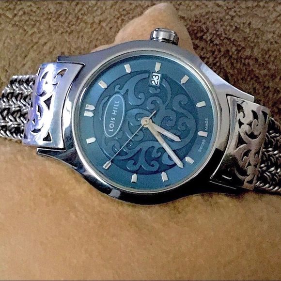 LOIS HILL Watch Sterling Silver Thai Weave Bracelet Blue Face Watch - Picture 5 of 13